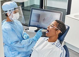 Smiling woman at dental office