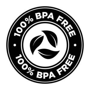 Black and white label that says “100% BPA free” 